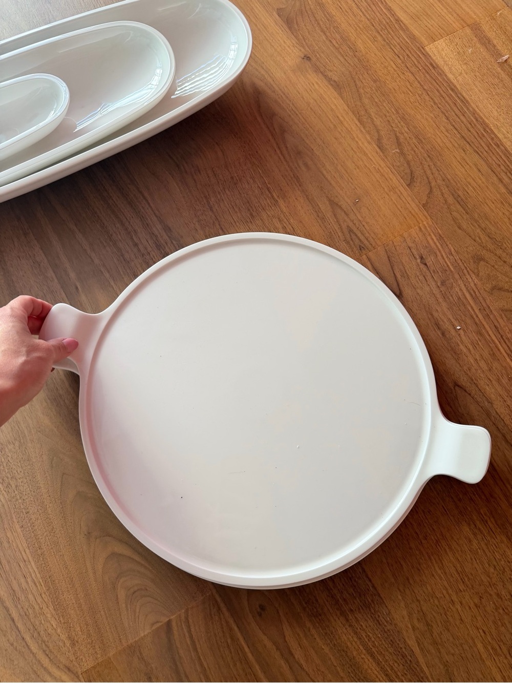 Set of 2 Villeroy & Boch White Ceramic Serving Platter with Handles